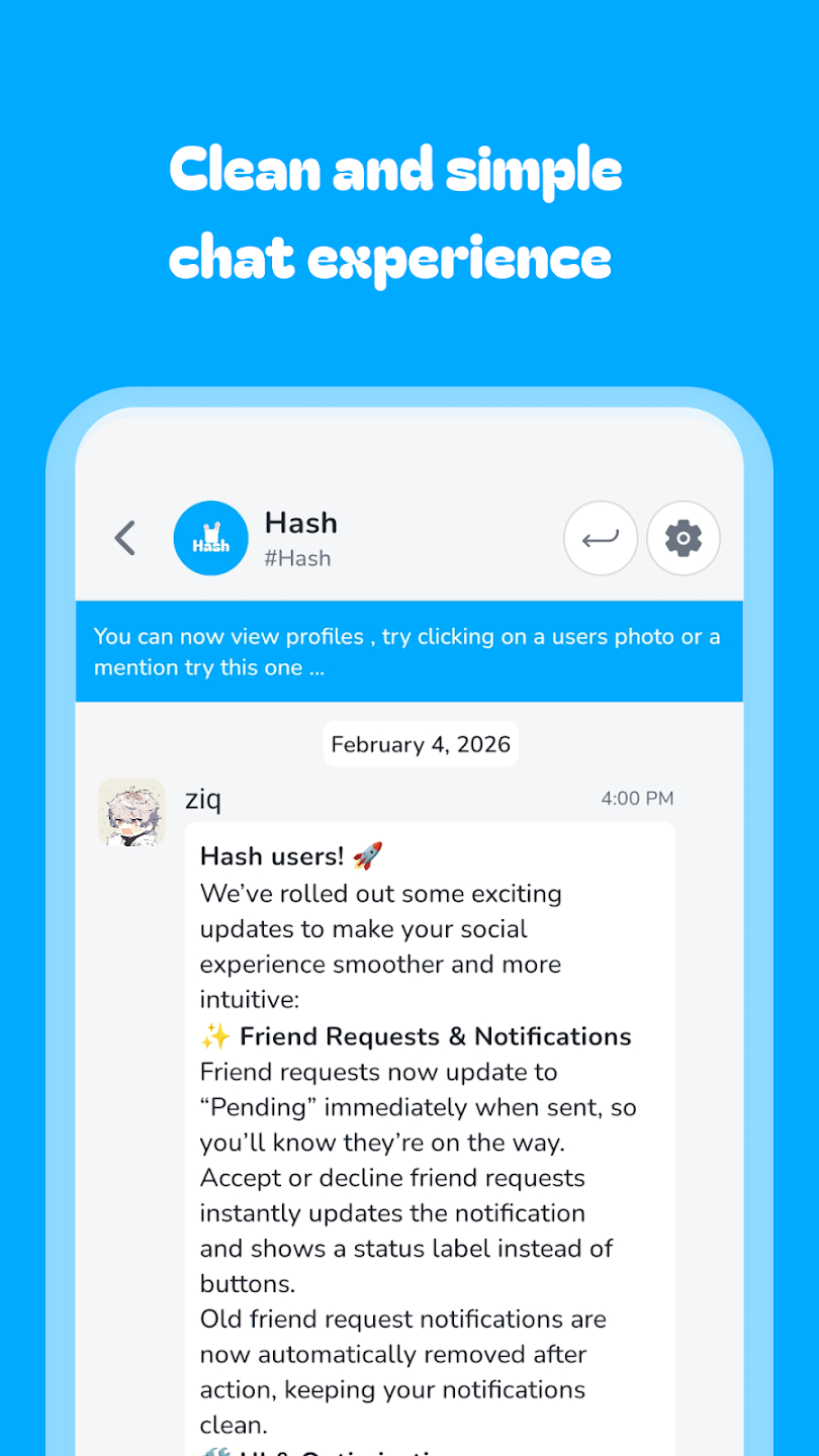 Hash chat screen